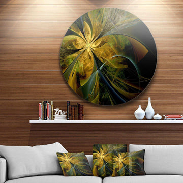 Symmetrical Fractal Flower in Gold - Floral Circle Metal Wall Decor